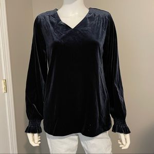 Christopher & Banks Blue Velvet Blouse